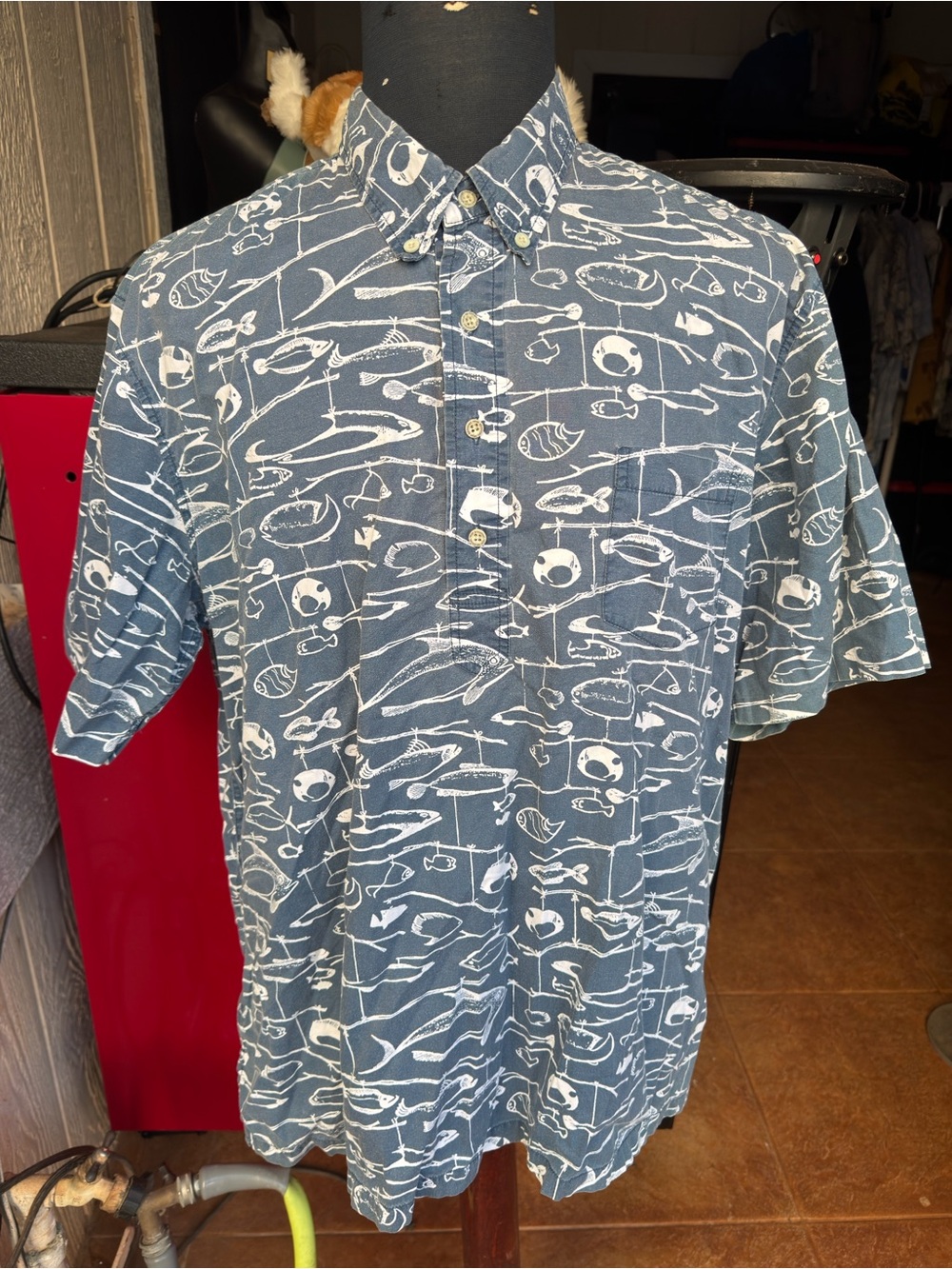 PreOwned Reyn Spooner Classic Hawaiian Print Blue Pullover Men's XL